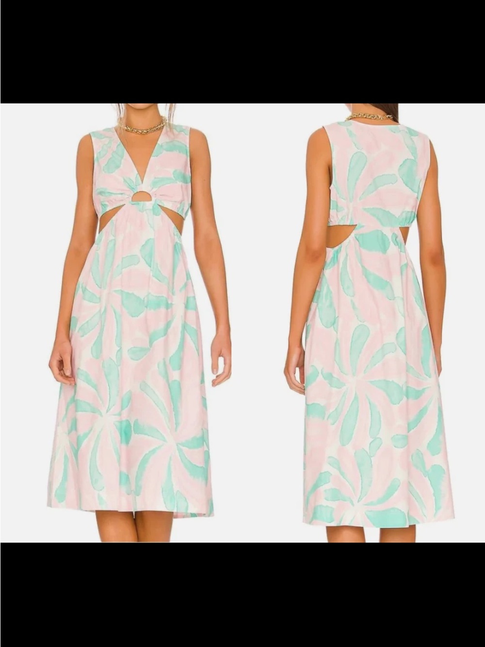 NWTs Rails Rizo Cut Out Candy Mint Midi Dress Size Medium